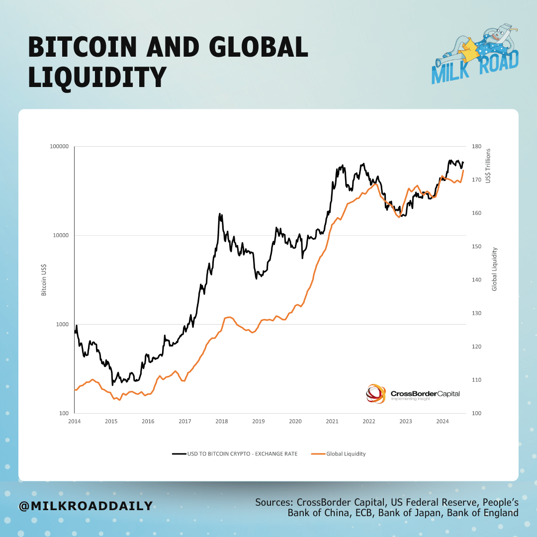 Bitcoin and global liquidity chart