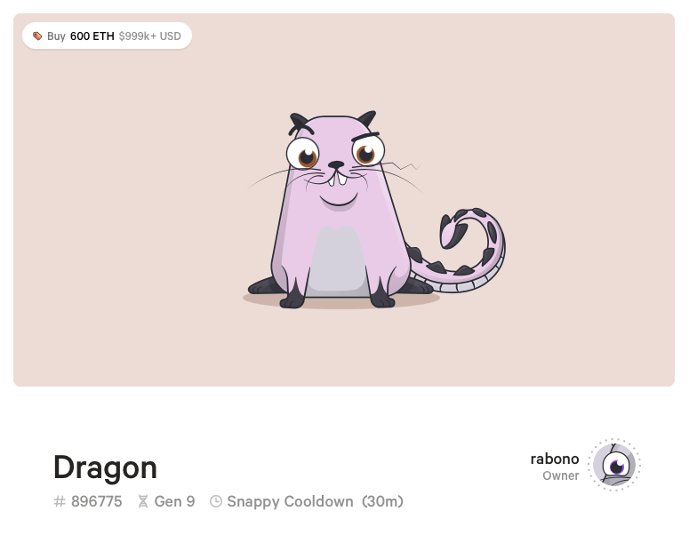 Dragon the CryptoKitty.