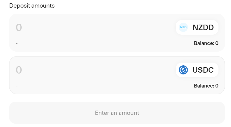 Screenshot of NZDD and USDC pairing