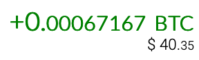 Screenshot of the number of BTC received from Binance.