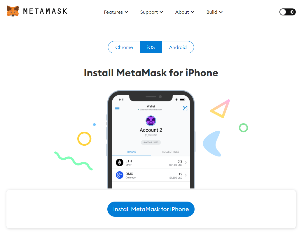 Metamask wallet official download page.