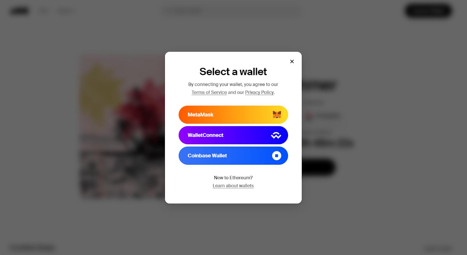 Screenshot of the wallet select screen on Foundation app.