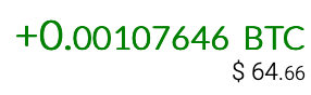 Screenshot of the amount of BTC yielded when purchasing Bitcoin with Easy Crypto.