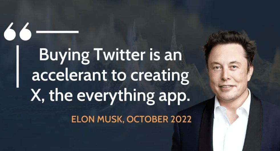 Elon musk banner announcing the purchase of Twitter