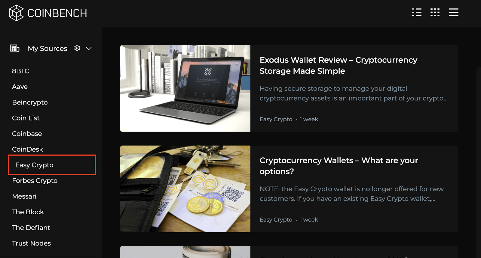 Easy Crypto at Coinbench