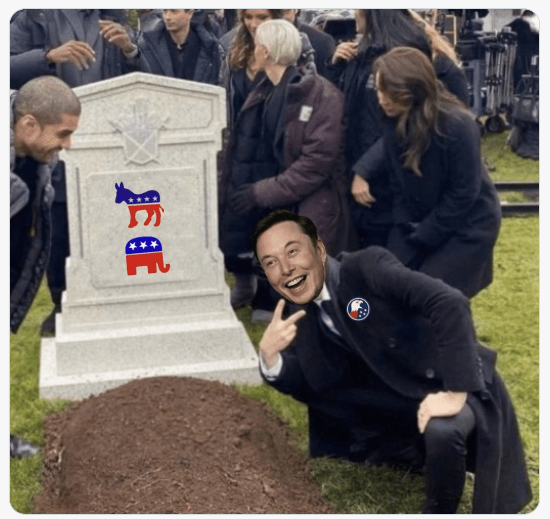 Elon musk photo trolling over a gravestone
