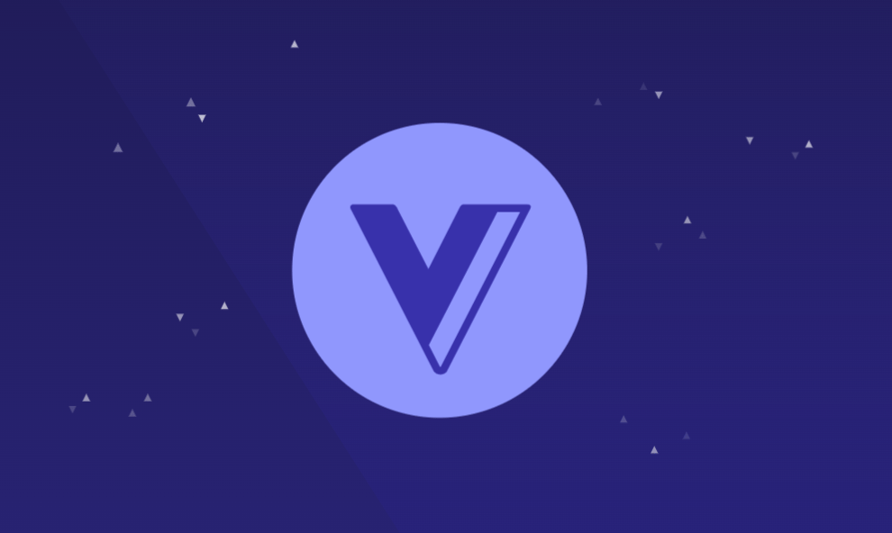 Voyager logo on blue background. 