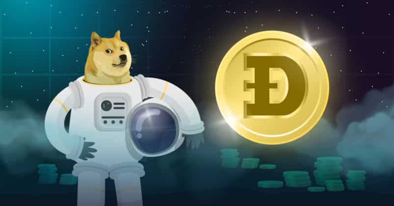Blog-Doge-News Image of a dogecoin wearing a space suit to illustrate the most recent crypto news about dogecoin prices going to the moon amongst other news