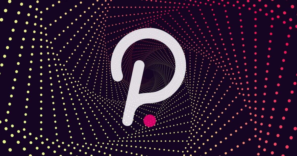 White polkadot logo on an orange and red background.