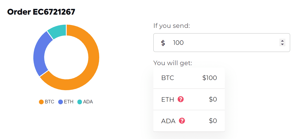 Screenshot of the autobuy order simulation at Easy Crypto.