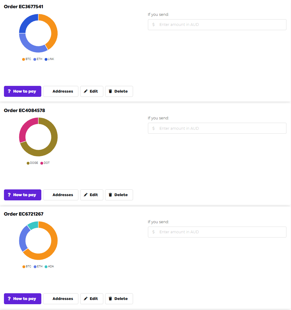 Detailed screenshot of the different order numbers on the autobuy order page.