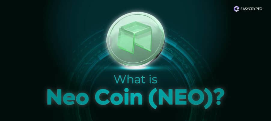 Image showing the NEO coin logo on dark green background Image showing the NEO coin logo on dark green background.