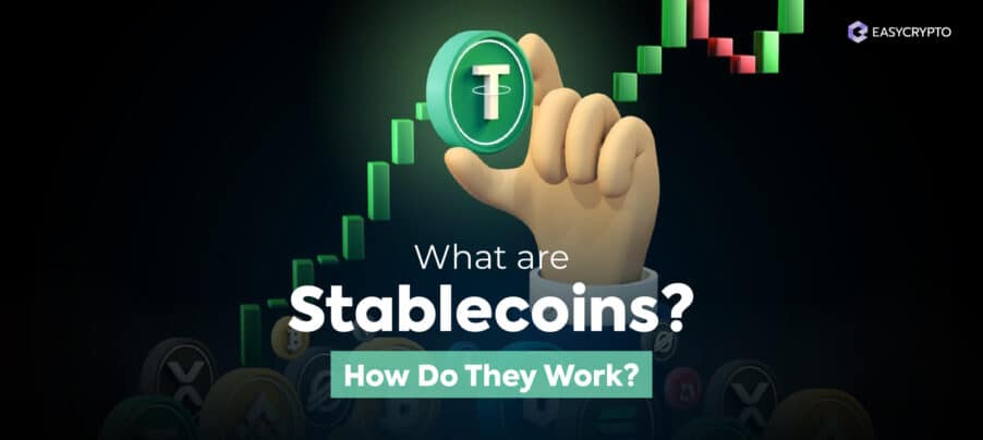 Blog cover illustration showcasing Tether (USDT) token to represent the topic of what are stablecoins Blog cover illustration showcasing Tether (USDT) token to represent the topic of what are stablecoins.