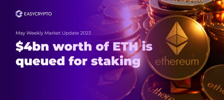 HUB Update - $4bn worth of ETH is queued for staking Blog cover image for weekly HVC market update May week 22