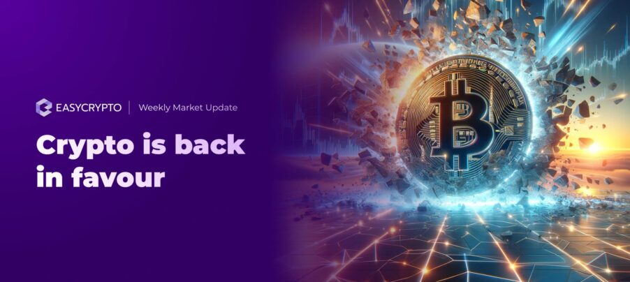 HUB HVC 21 FEB 2024 - Crypto is back in favour Week 8 2024 weekly HVC crypto market update blog cover.