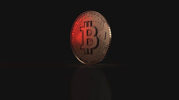 Bitcoin BTC Coin on black background Bitcoin BTC Coin on black background