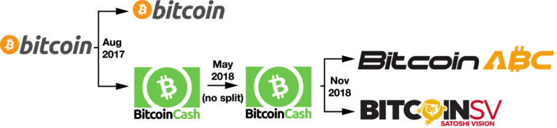 Bitcoin Sv history chain with Bitcoin graphic