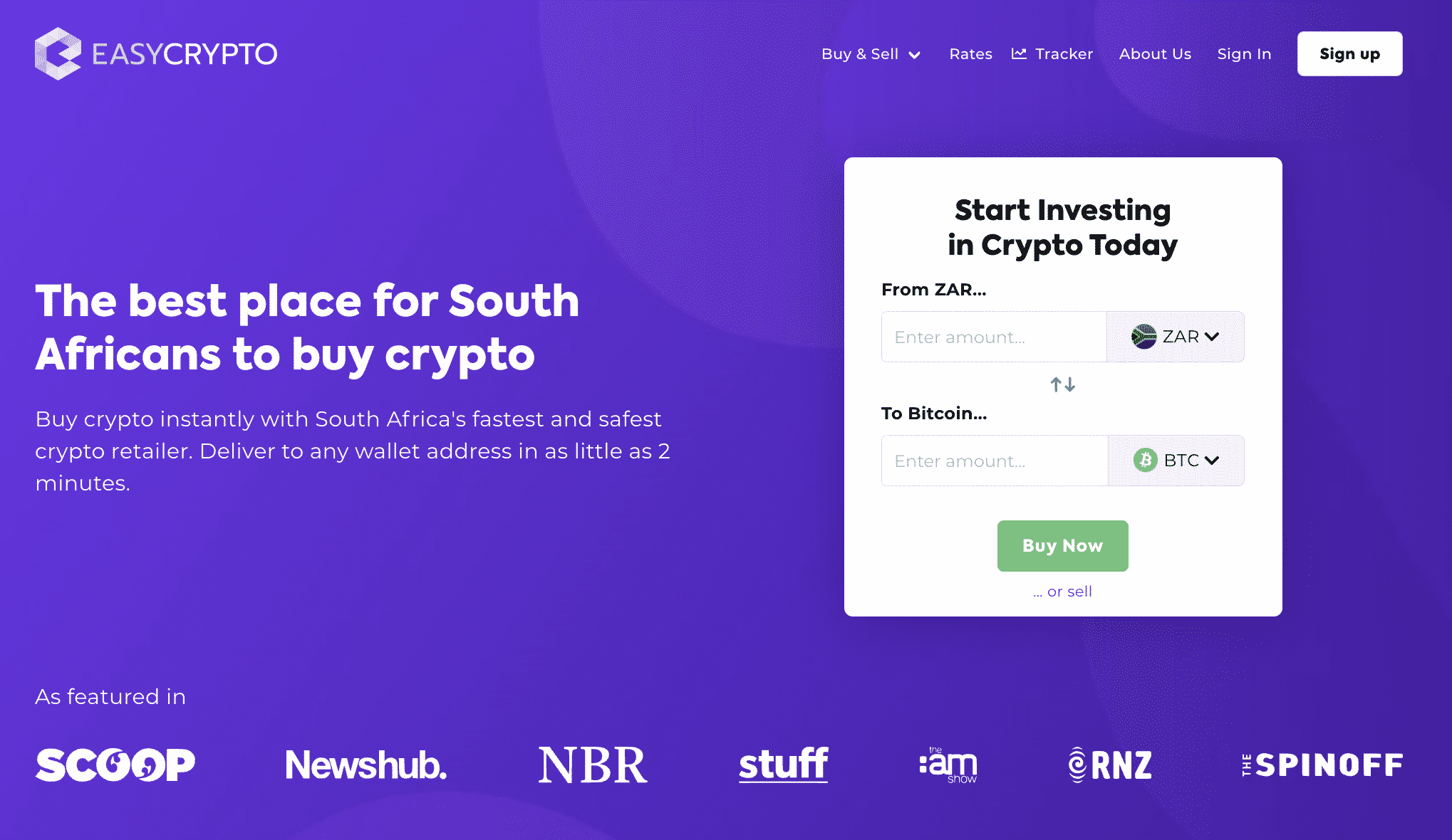 Easy Crypto ZA Homepage