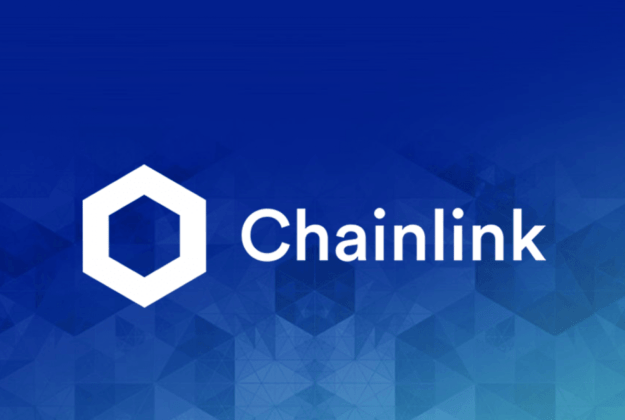 Chainlink logo and icon infront of blue background