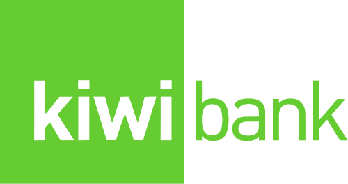 The Kiwi Bank Logo in white and green.