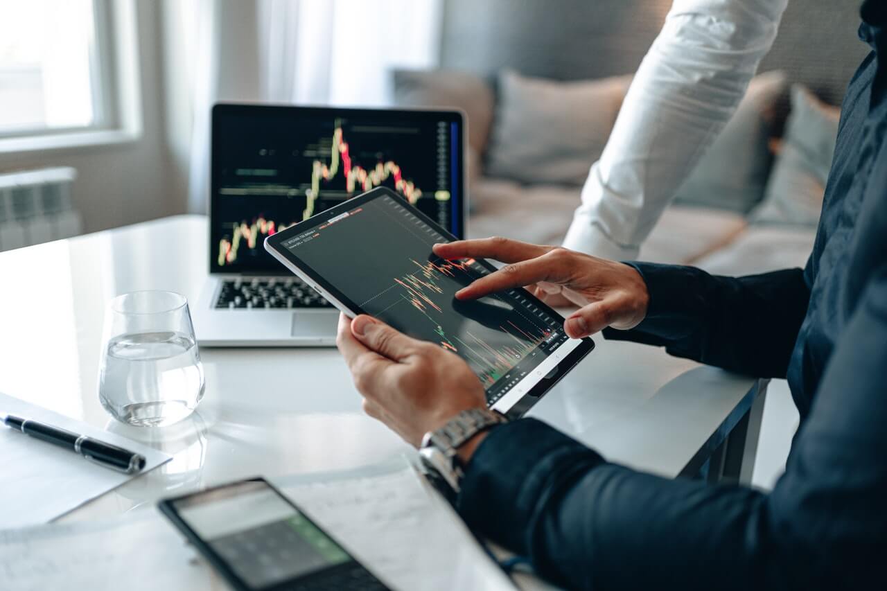 Image of digital tablet displaying a financial graph