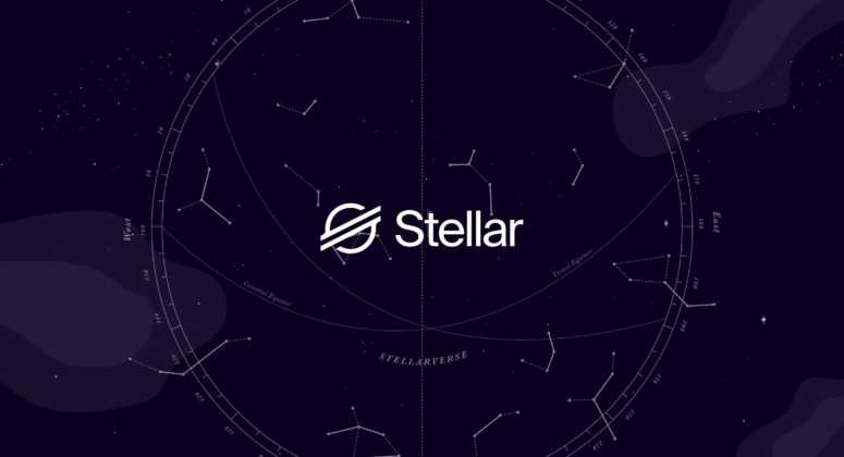 Image of the Stellar Lumens (XLM) logo on a dark constellation background.