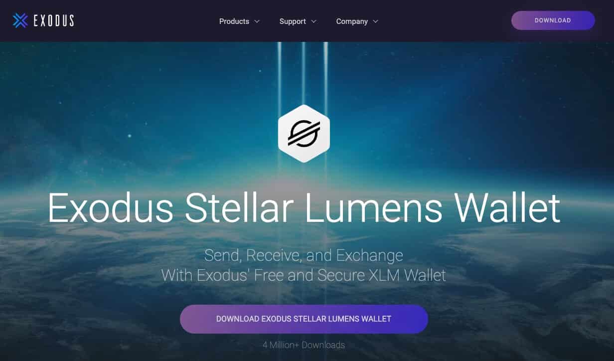 Screenshot of Stellar Lumens Exodus Wallet