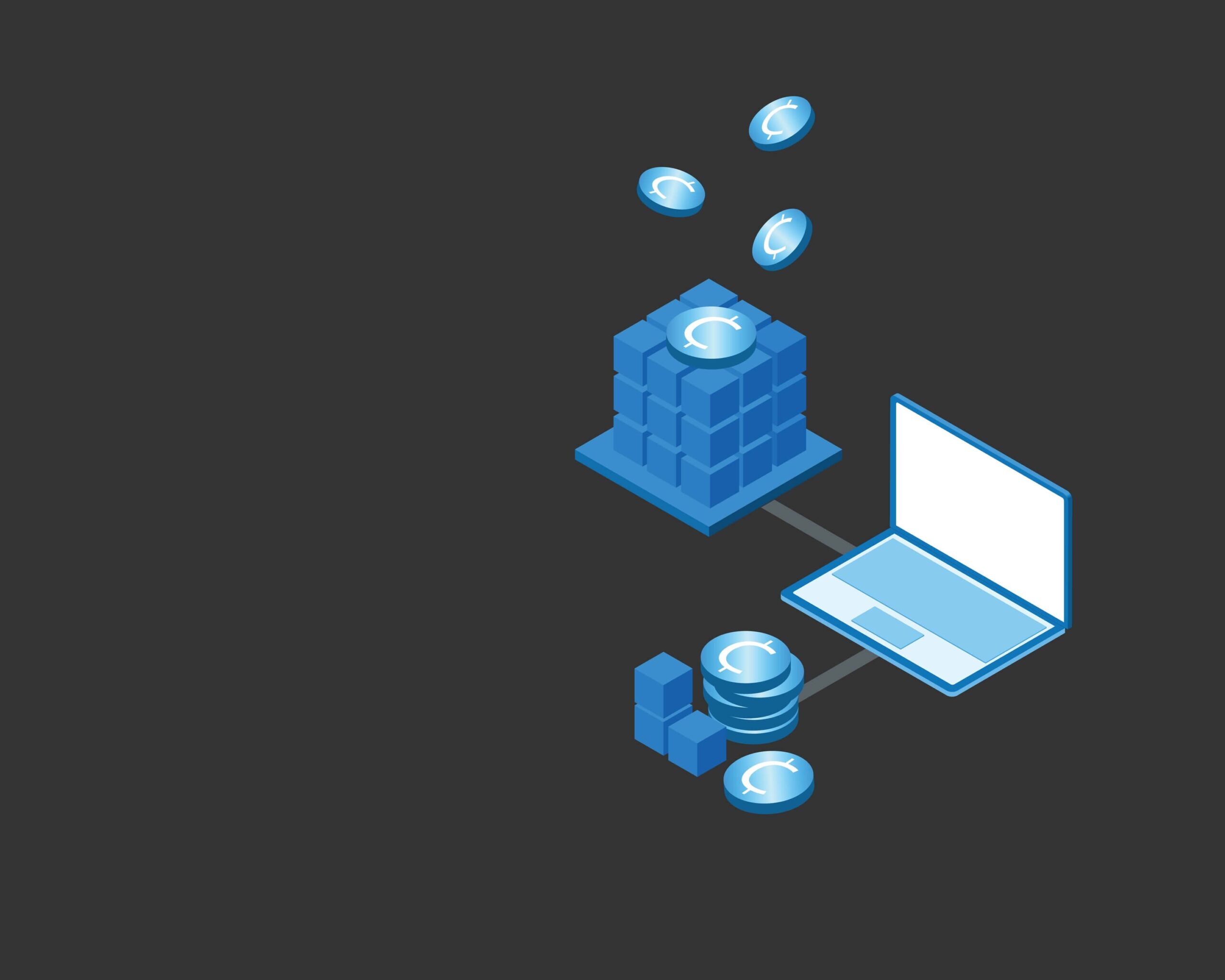 Crypto coins being deposited into a staking pool to illustrate the idea of crypto staking.