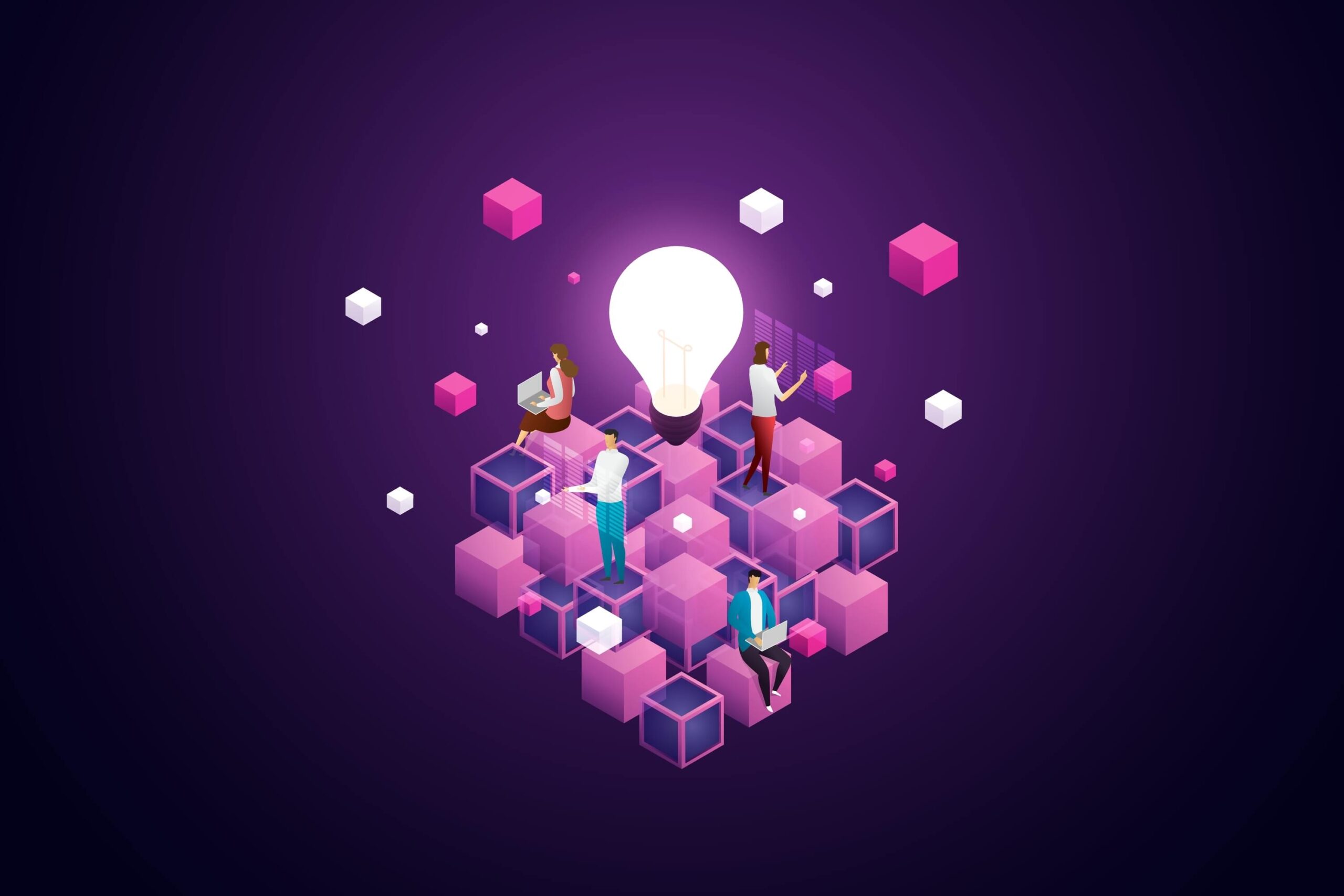 Blockchain technology with lightbulb