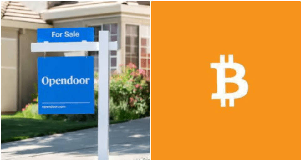 Orange Bitcoin logo next to real estate sign
