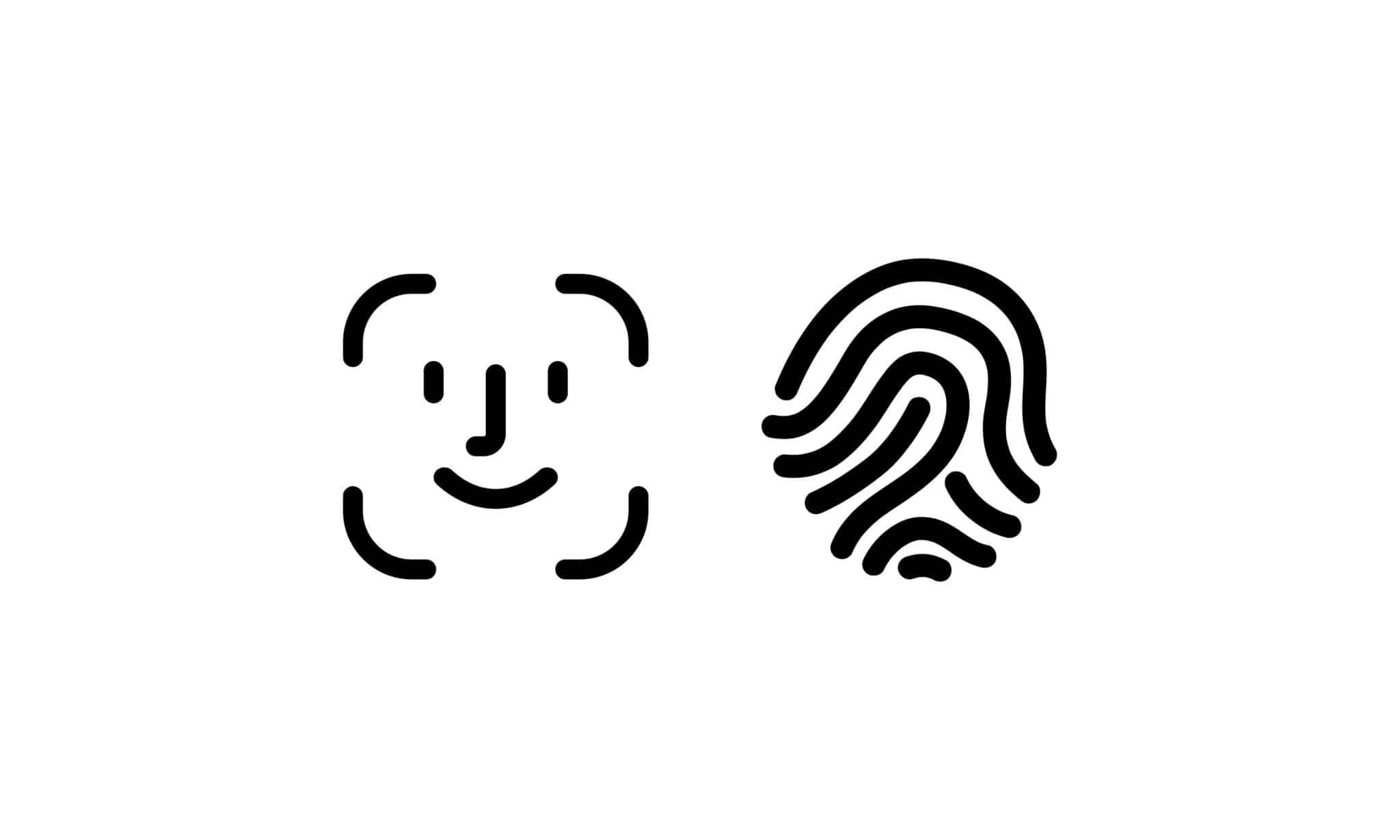 Illustration of Apple Face ID and fingerprint identification. 