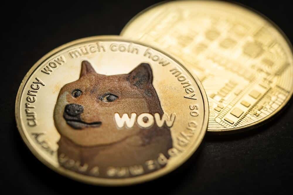 Dogecoin close up image.