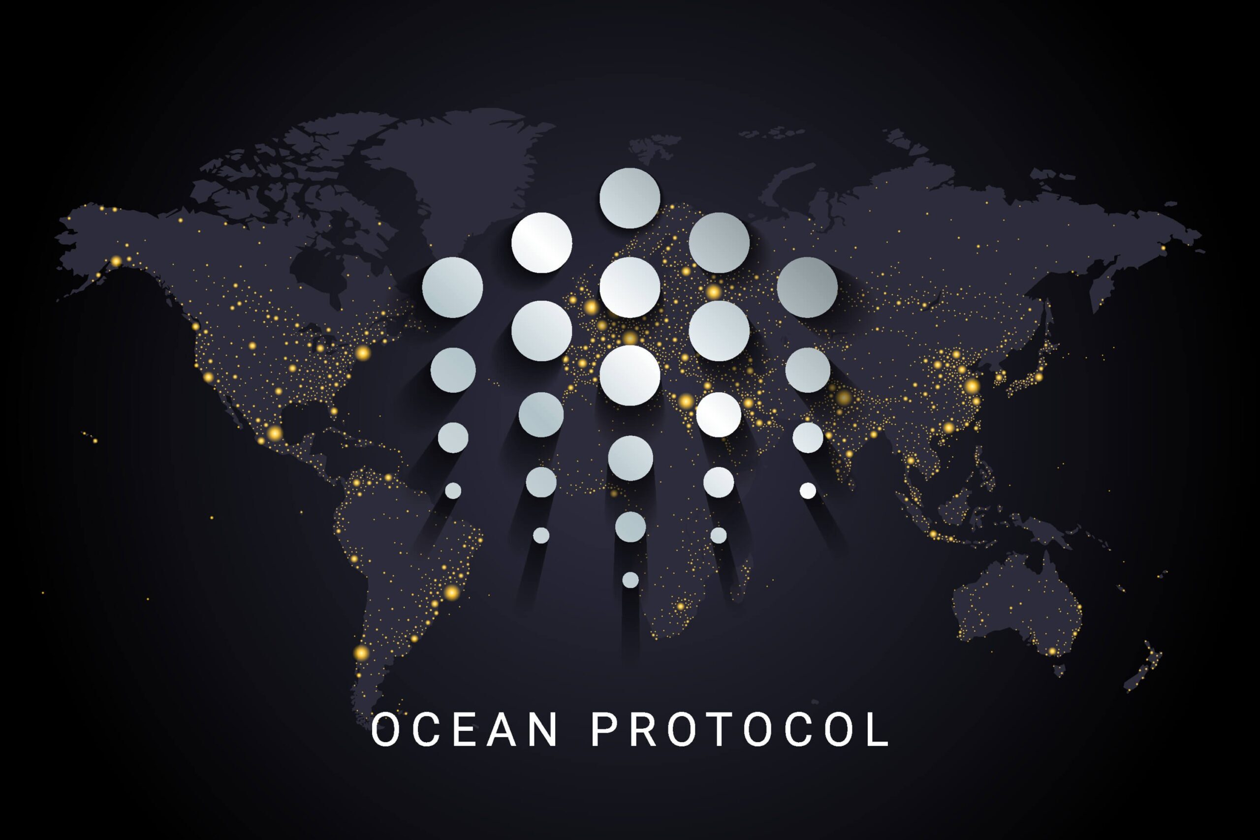 Ocean Protocol (OECAN) crypto logo on dark grey background