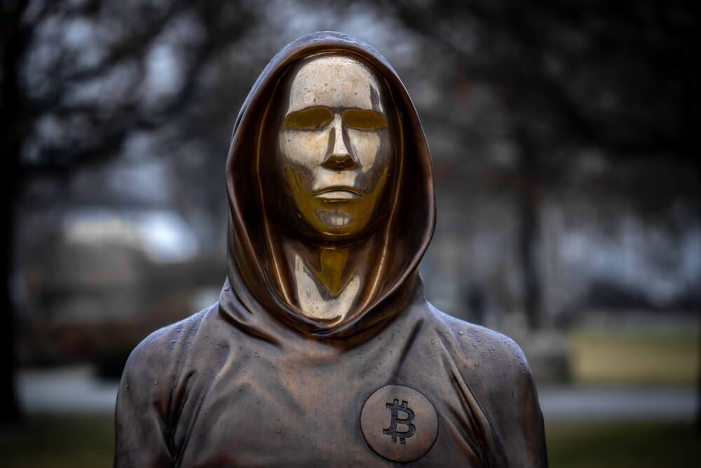 Photograph of satoshi nakamoto statue