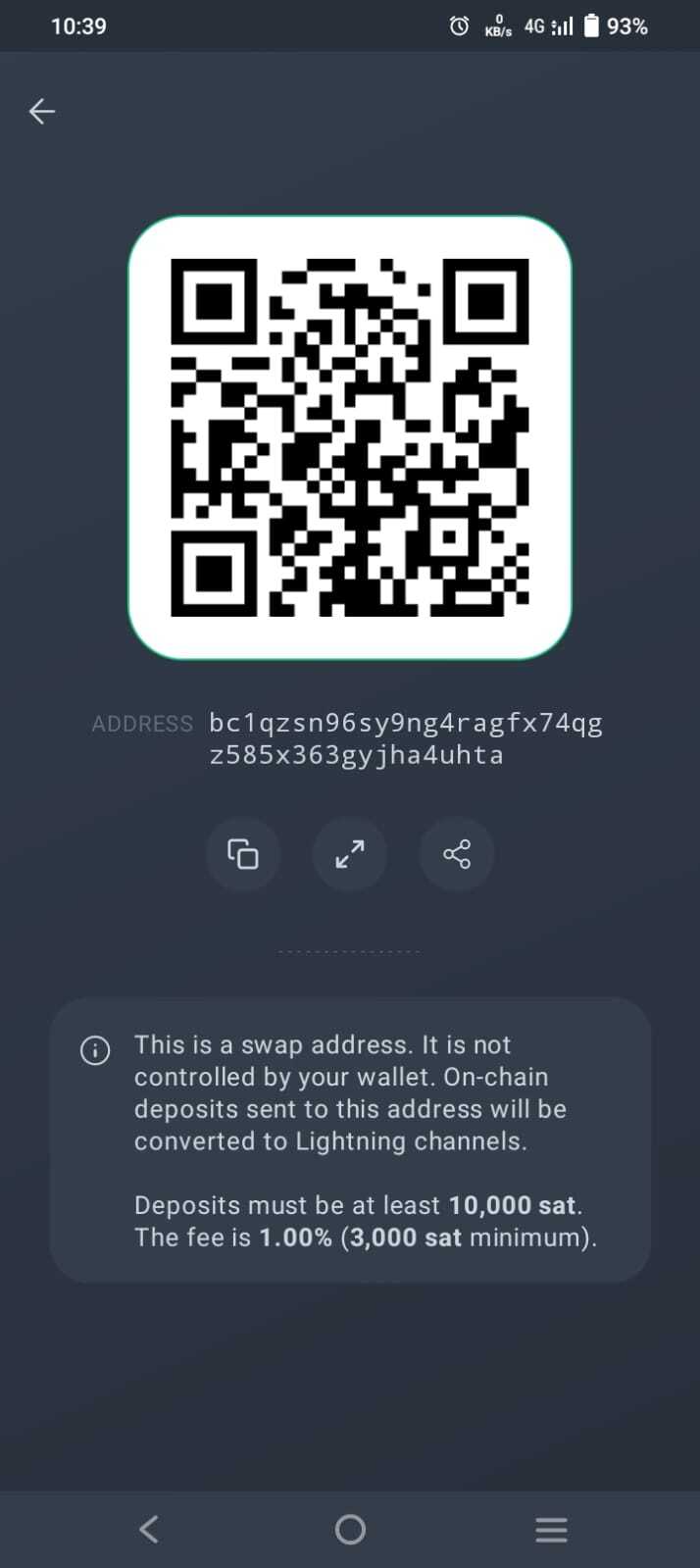 Phoenix wallet receiving address and QR code