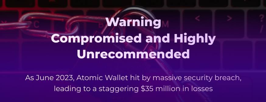 Banner for Atomic Wallet warning.