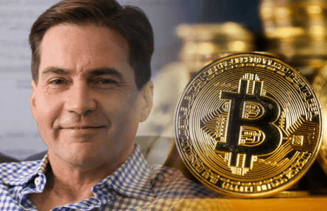 Craig wright next to golden bitcoin