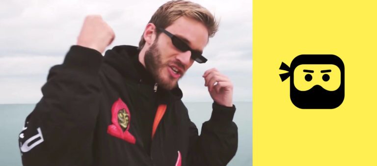 Pewdiepie with a Dlive.tv logo