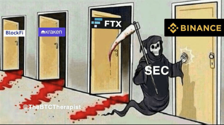 illustration of grim reaper knocking on Binance door