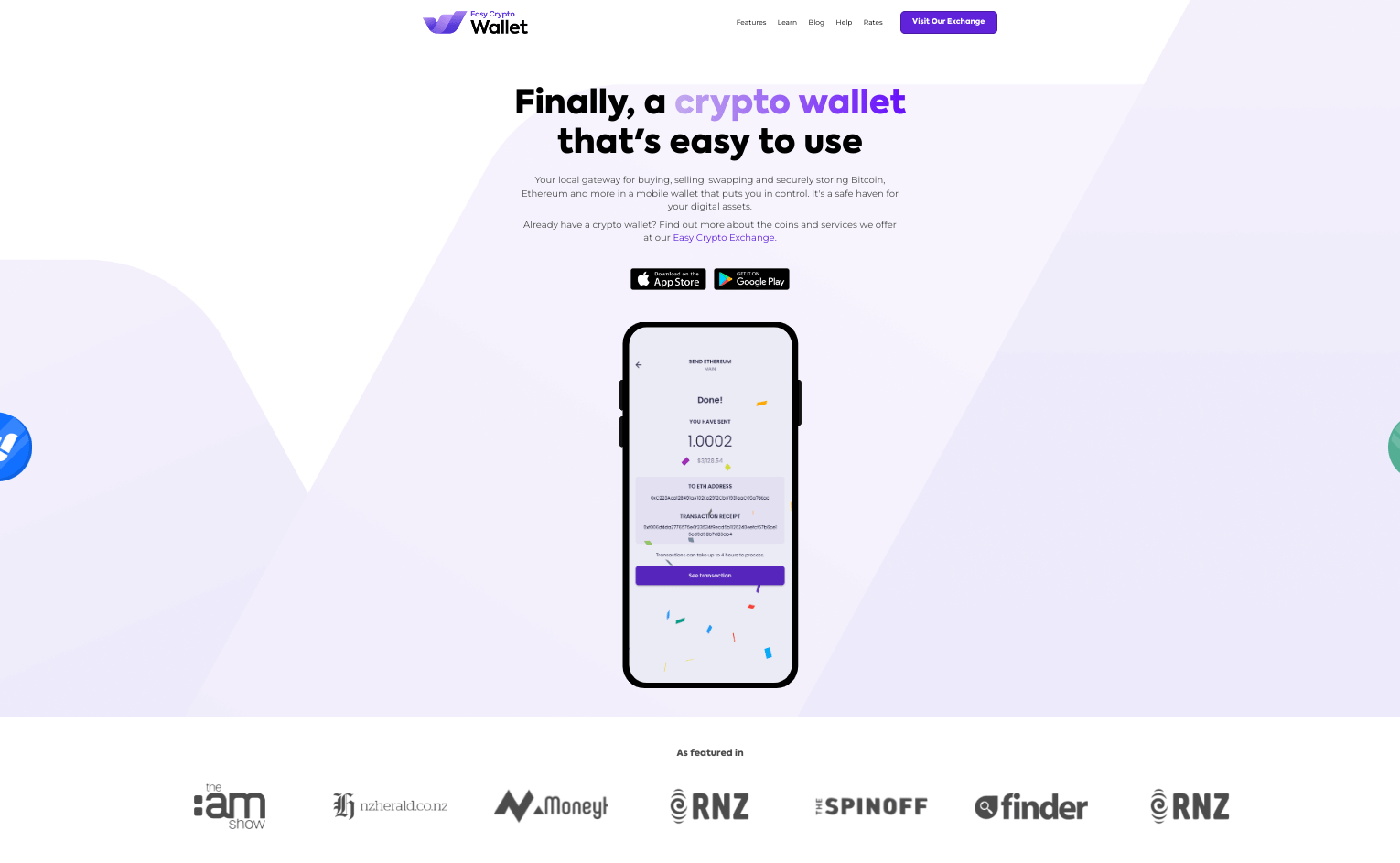 Screenshot of Easy Crypto Wallet download page