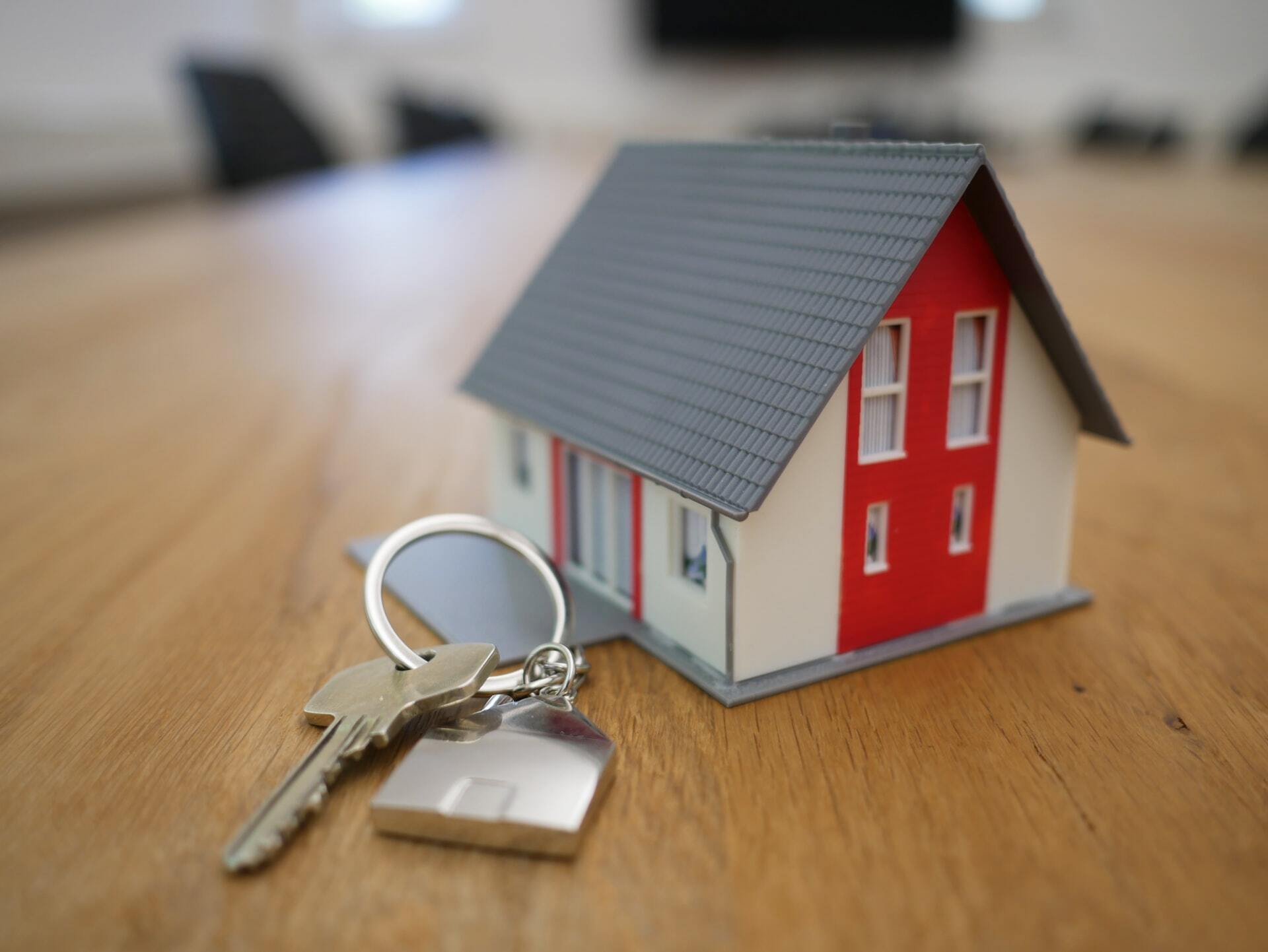 A miniature house keychain.