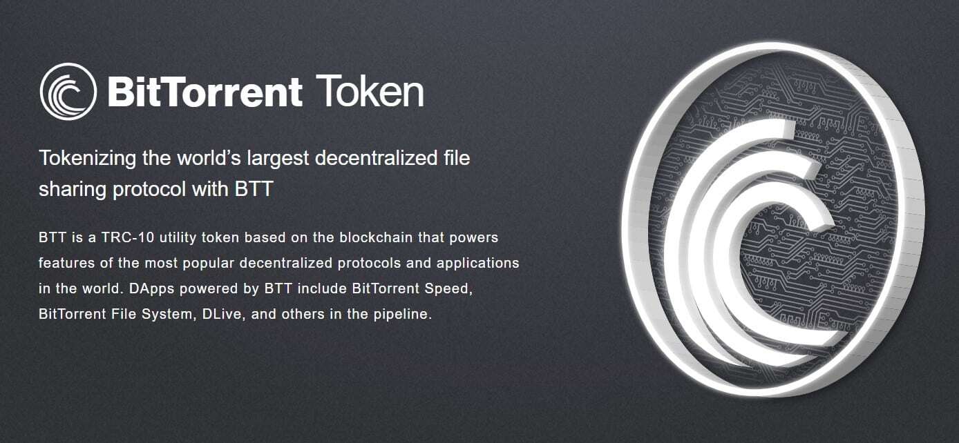 Banner explaining what Bittorent Token is.