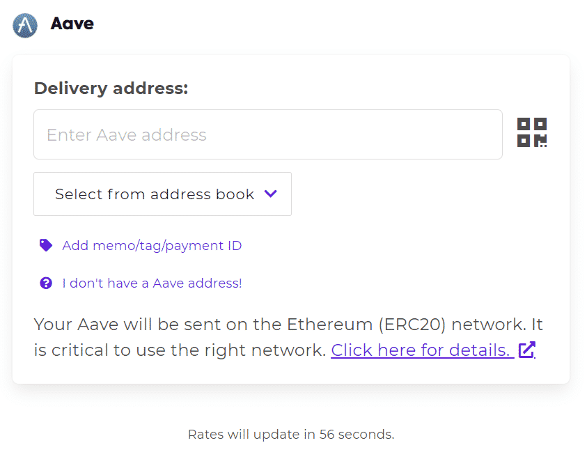 Aave Delivery Address