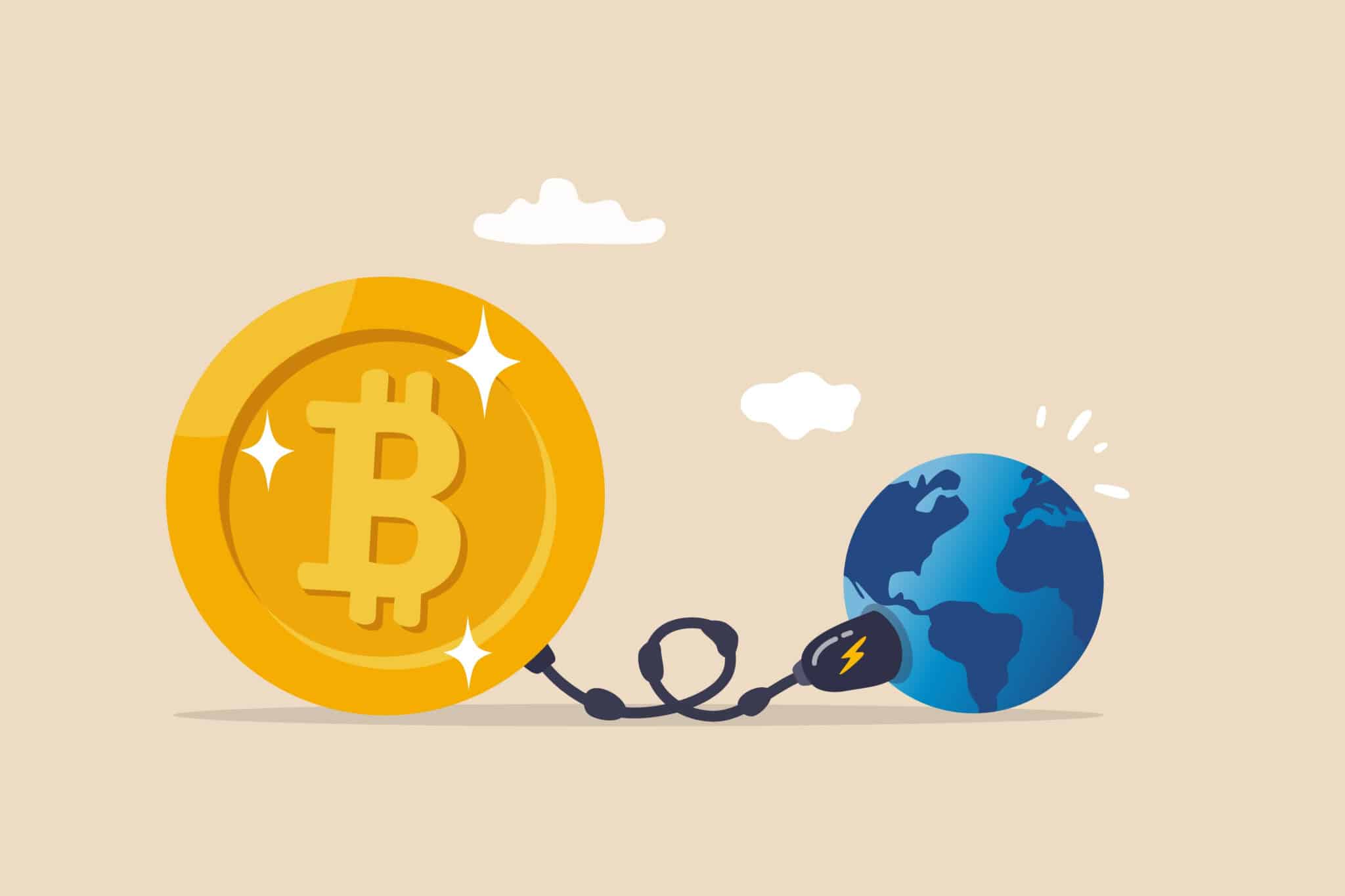Bitcoin connected to the globe. 