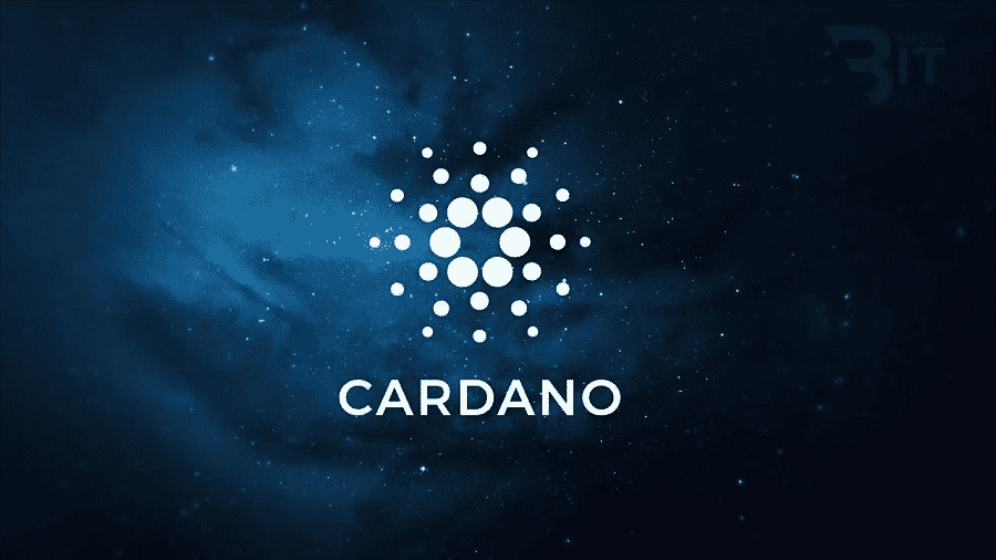 Cardano (ADA) crypto token logo on dark blue background.