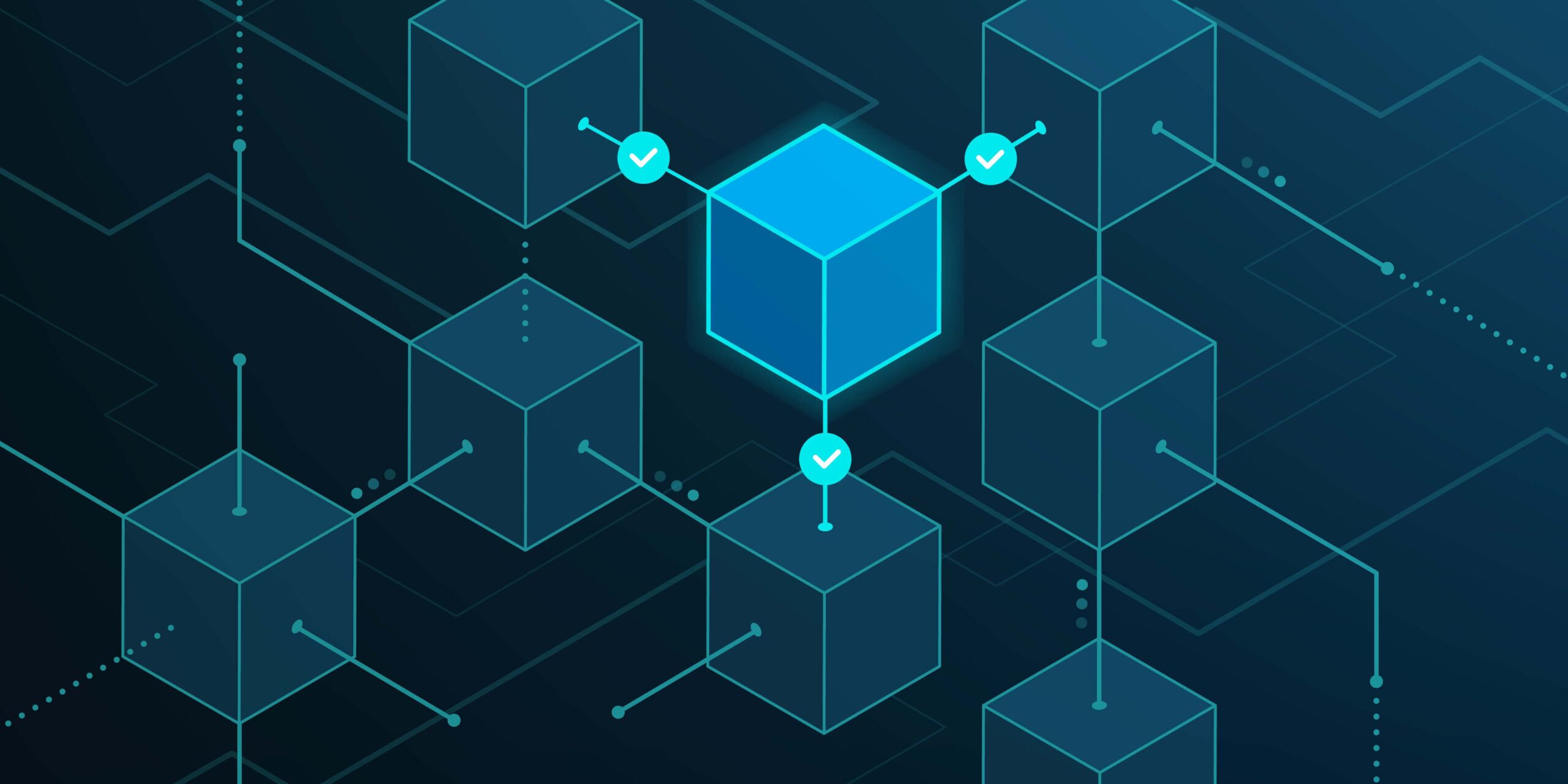 Illustration of an interconnected block to depict a blockchain network.
