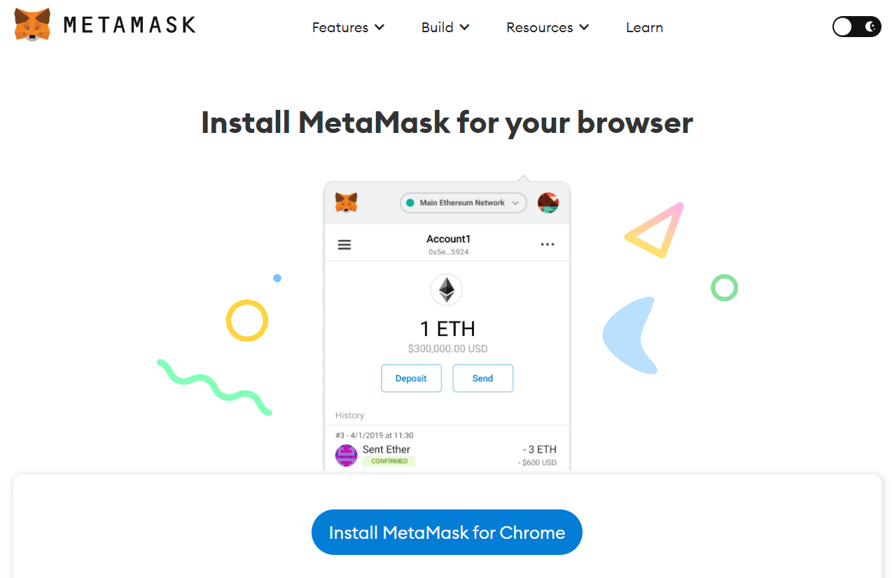 Screenshot of MetaMask official website