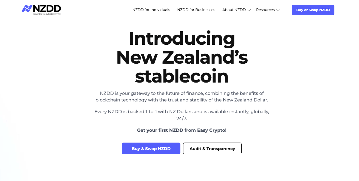 Screenshot of NZDD homepage