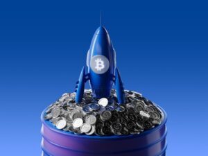 Illustration of Bitcoin rocket