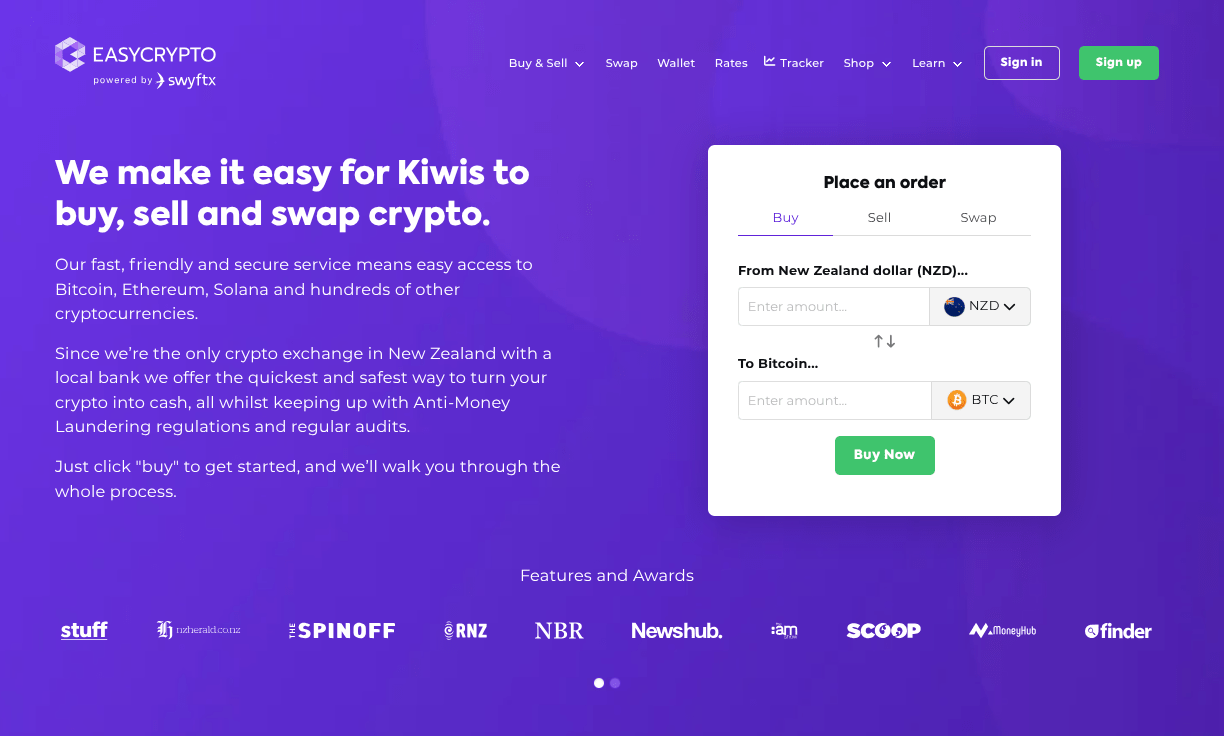 Easy Crypto NZ Homepage 2025